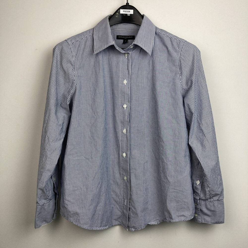 Banana Republic Women's Button Down Shirt Stripe Blue Size Small Cotton